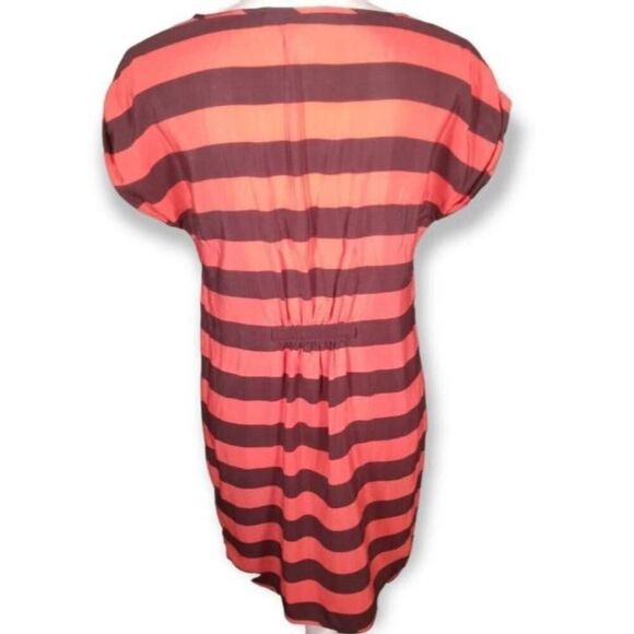 FRENCH CONNECTION RED & BROWN STRIPE SILK DRESS SZ.4 EUC. - Picture 5 of 6